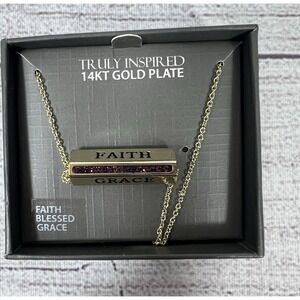 NWT Truly Inspired 14KT Gold Plate Faith Blessed Grace Necklace